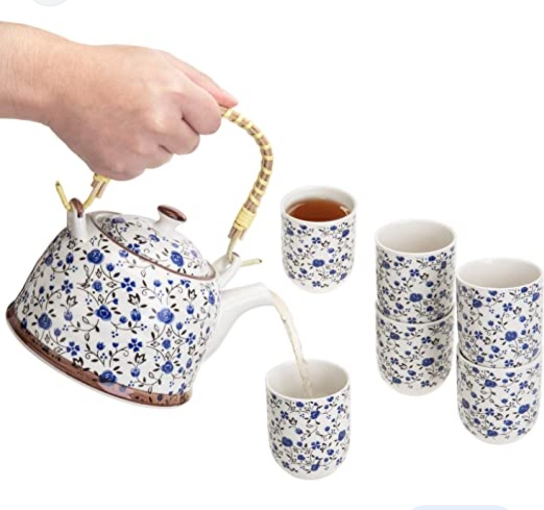 Porcelanski čajnik sa 6 šoljica — set - slika 2