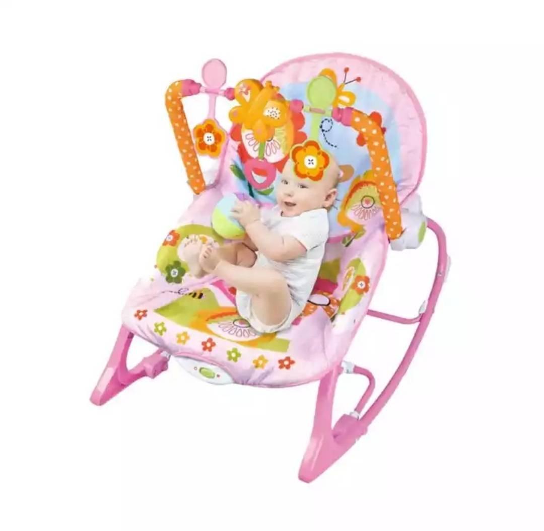 Njihalica i stolica za bebe roze sa vibracijama