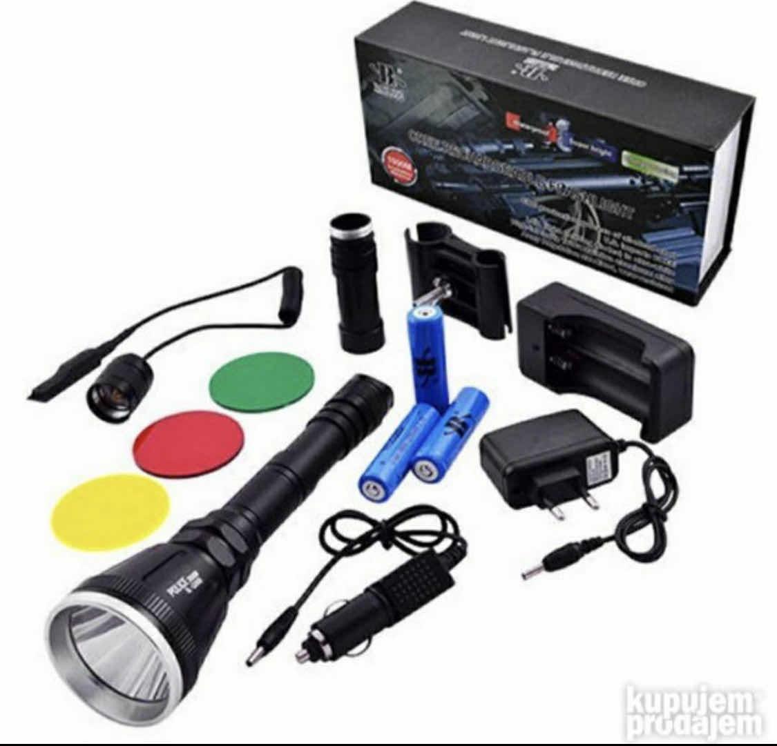 Taktička LED lampa BL-Q3888 sa punjačima i držačem