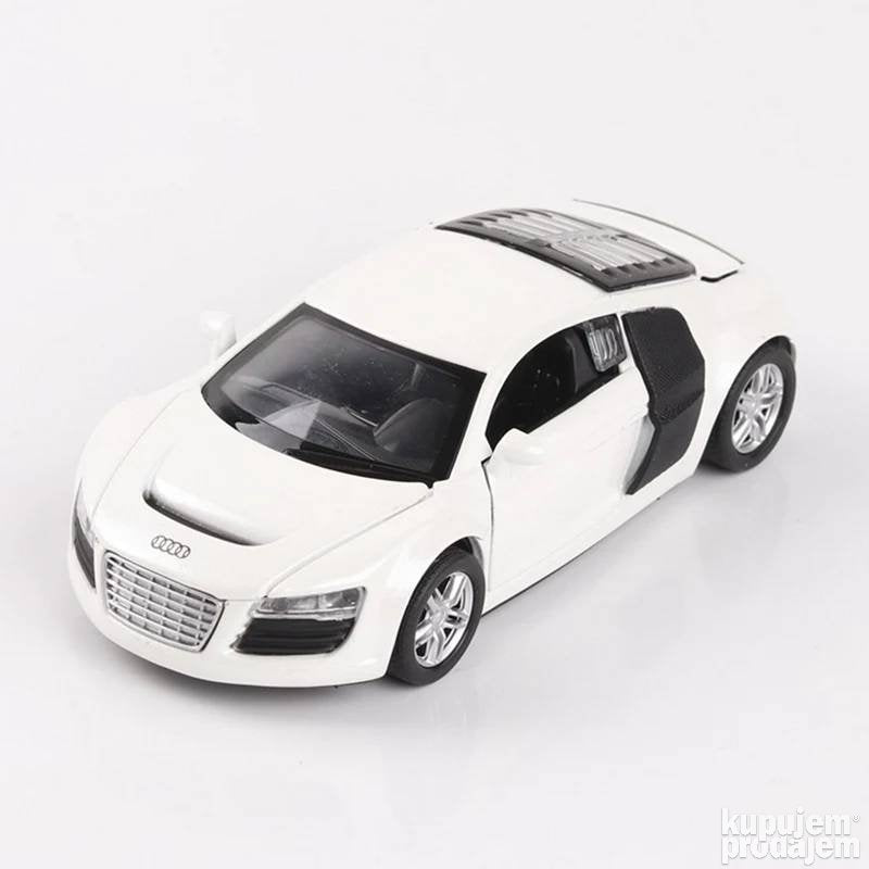 Metalni autić Audi R8, razmera 1:32, dužina 15 cm