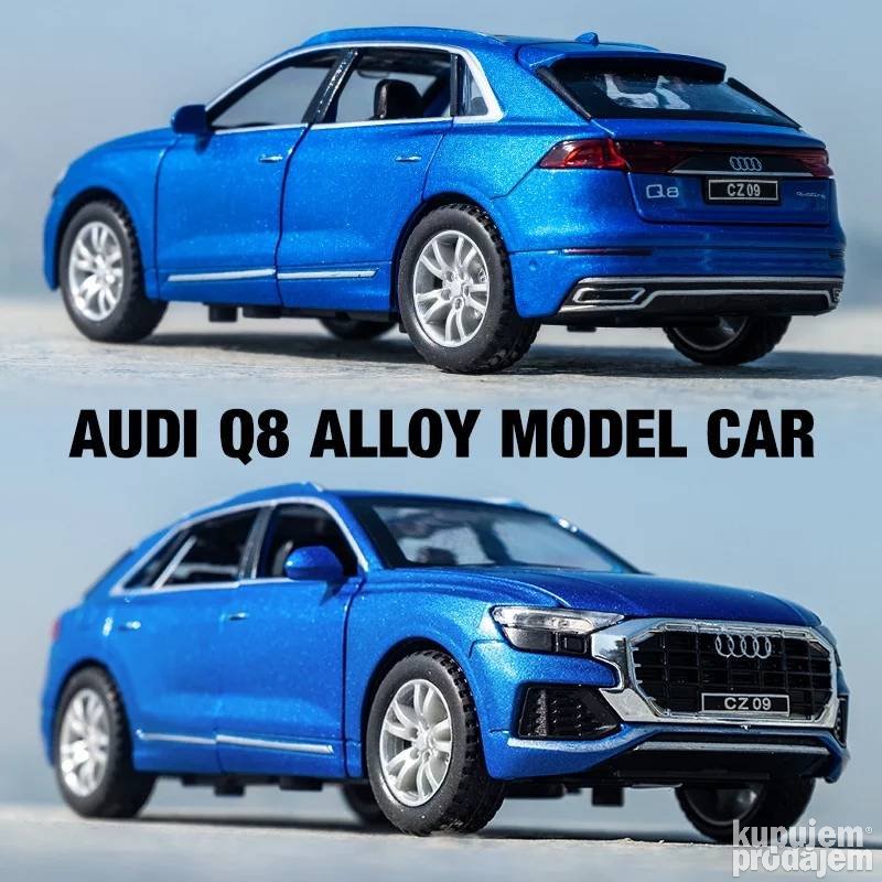 Metalni autić Audi Q8 plavi, razmera 1:24, do 20 cm