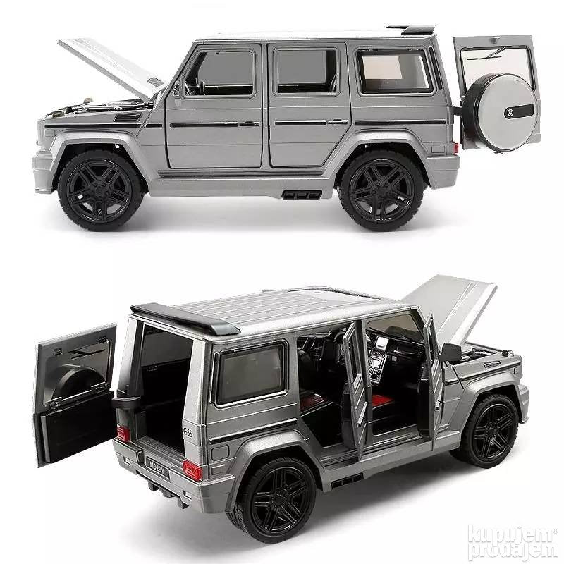 Metalni Mercedes G klasa sivi, razmera 1:24, dužina 22 cm