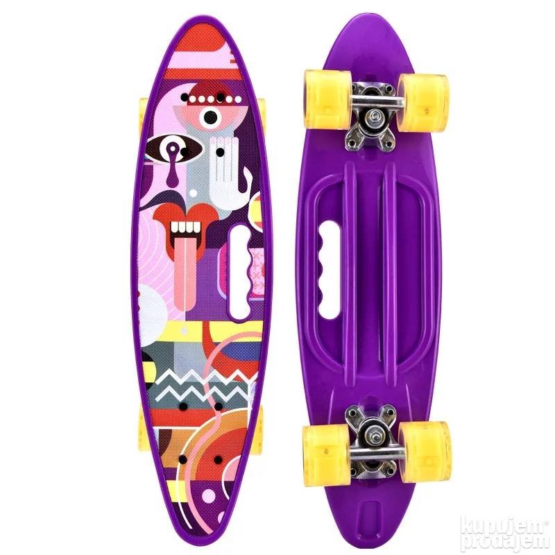 Pennyboard ljubičasti 60 cm sa svetlećim točkovima