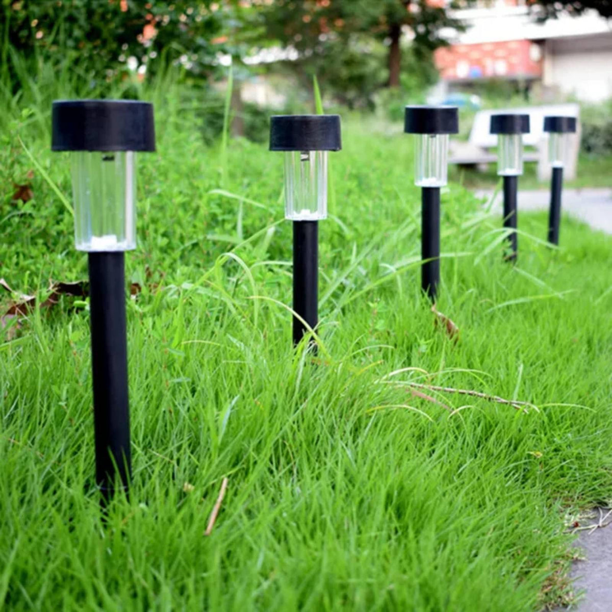 Solarne baštenske lampe crne – set 10 komada