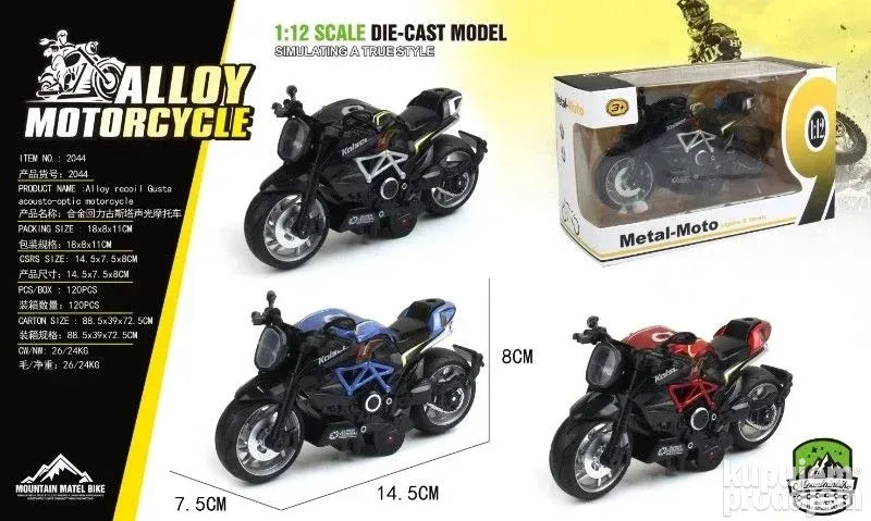 Die-cast motor u razmeri 1:12, dužina 14,5 cm