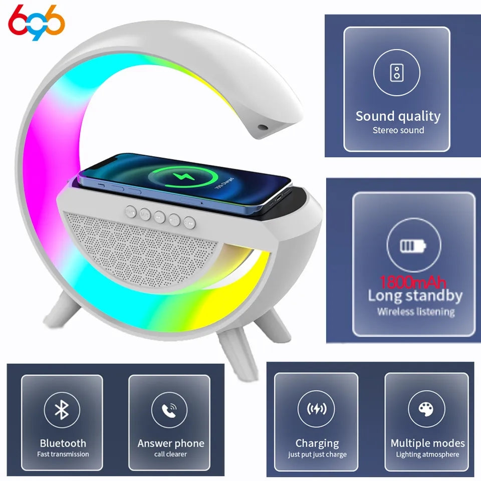 RGB lampa sa Bluetooth zvučnikom i bežičnim punjačem 10W – slika 4