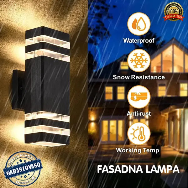 Fasadna zidna lampa u crnoj boji sa dva E27 grla