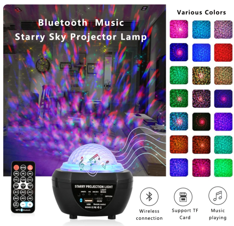 Projektor zvezdanog neba sa disko efektom i Bluetooth zvučnikom