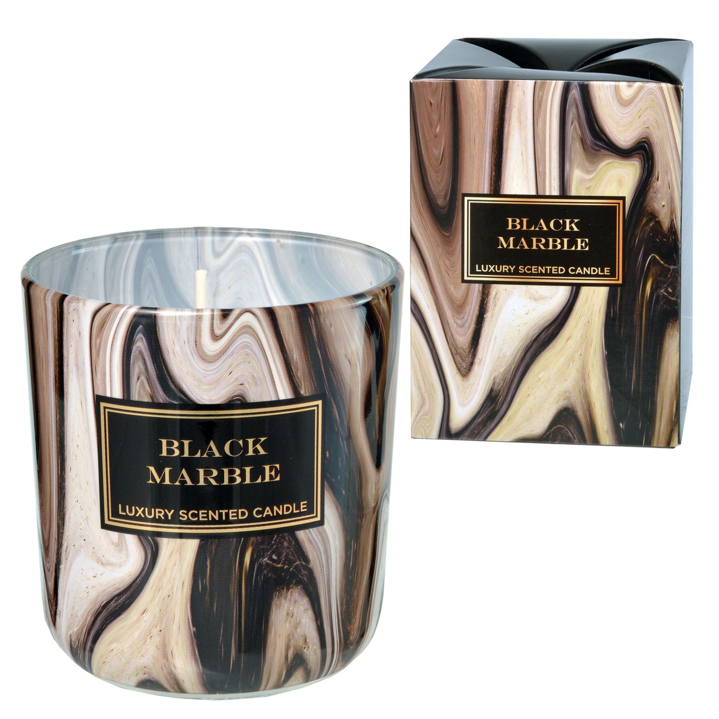 Luksuzna sveća Black Marble — gori do 35 h - slika 1