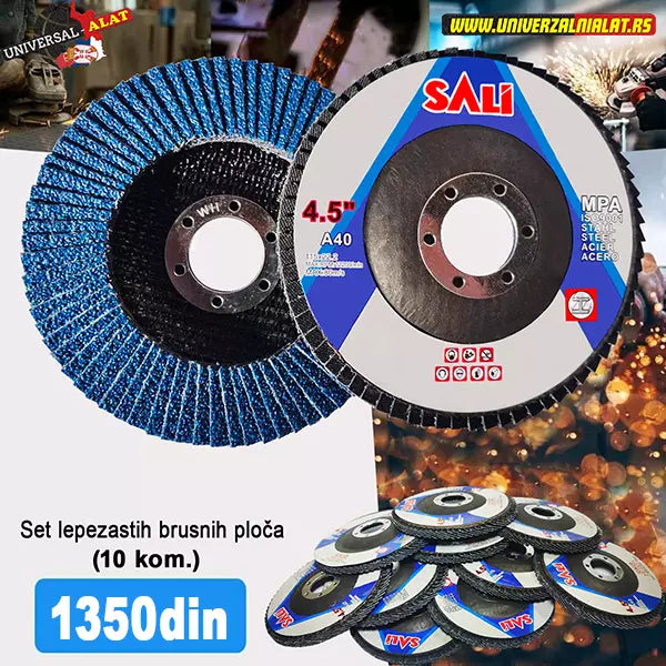Set lepezastih brusnih ploča 115 mm, 10 komada