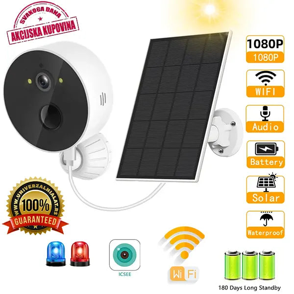 Solarna WiFi kamera 1080p sa PIR senzorom i panelom 5 W