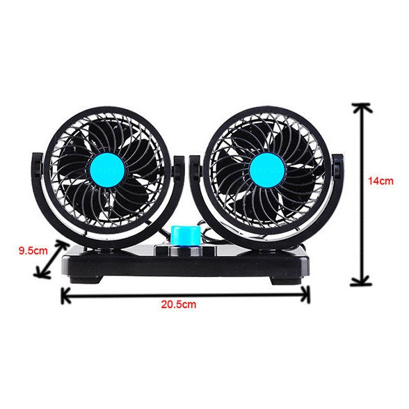 Dupli ventilator za vozilo — rotacija 360°, 8/15 W - slika 4