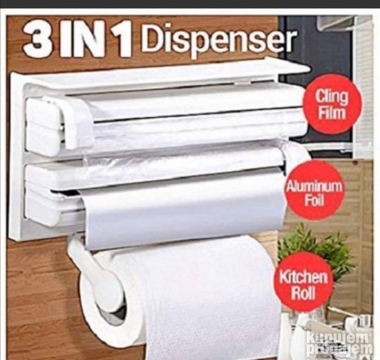 Zidni držač 3 u 1 za ubrus, alu i prijanjajuću foliju