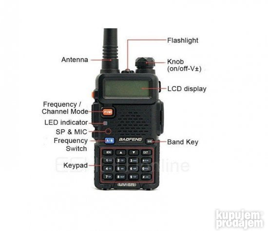 Radio stanica Baofeng UV-5R, 8 W, dva opsega, 128 kanala