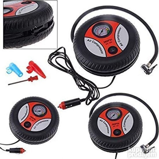 Mini kompresor za gume 12V sa univerzalnim adapterom – slika 4