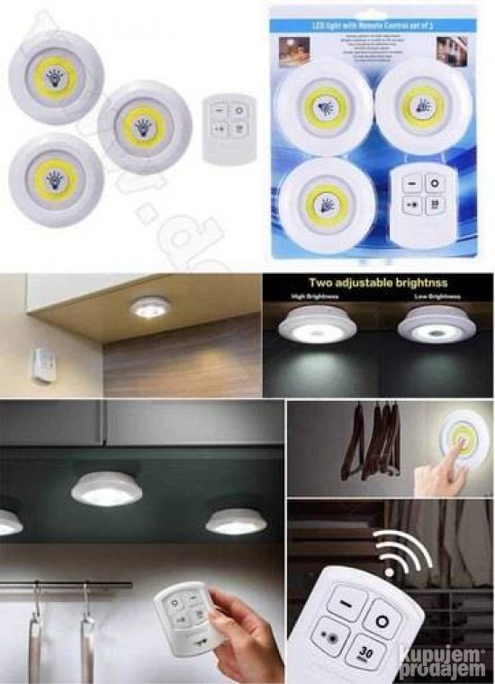Bežične LED lampe sa daljinskim upravljačem, 3 kom