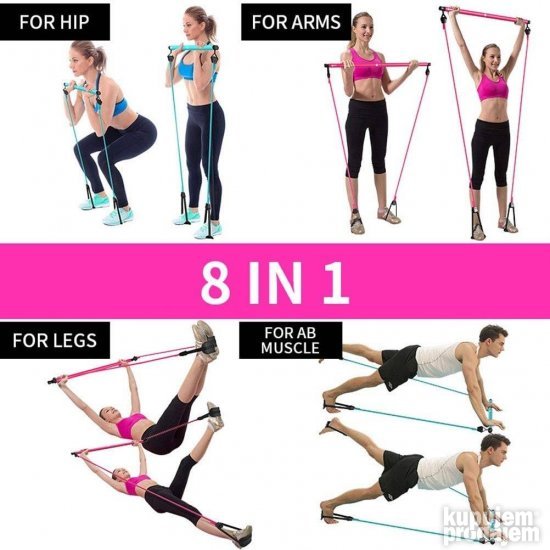 Pilates šipka sa elastičnom trakom, 92 cm