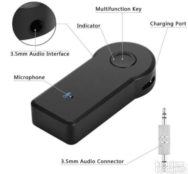 Bluetooth AUX prijemnik 3,5 mm sa mikrofonom – slika 3