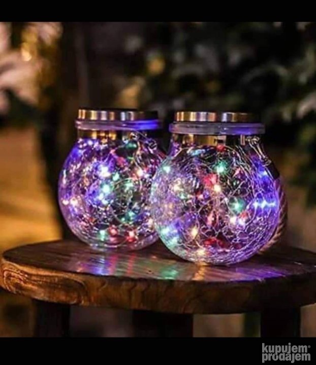 Solarne viseće lampe, staklena kugla 13 cm, 2 komada