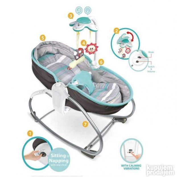 Ležaljka i njihalica za bebe 3u1, sedište do 18 kg