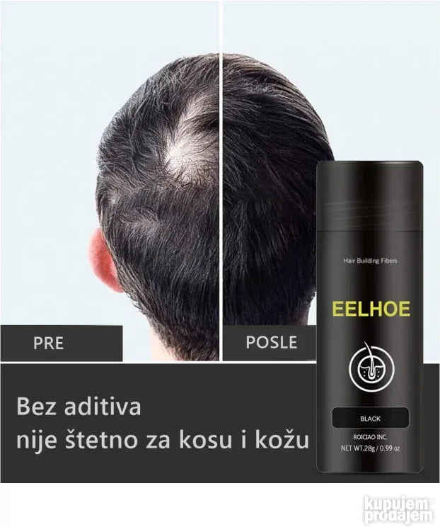 Eelhoe puder od vlakana za proređenu kosu i volumen