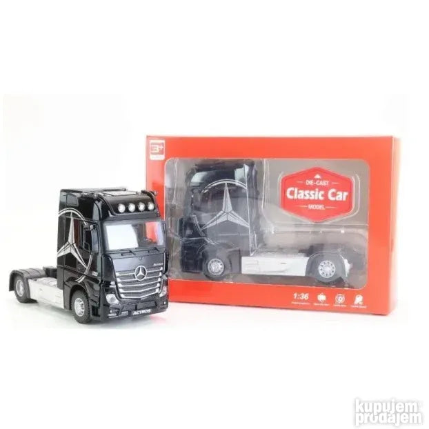 Metalni kamion Mercedes Benz crni, razmera 1:24