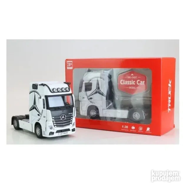 Metalni kamion Mercedes Benz beli, razmera 1:24