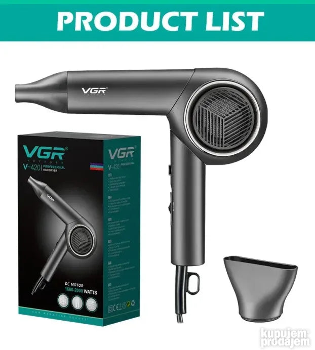 VGR V-420 sklopivi fen za kosu do 2000 W
