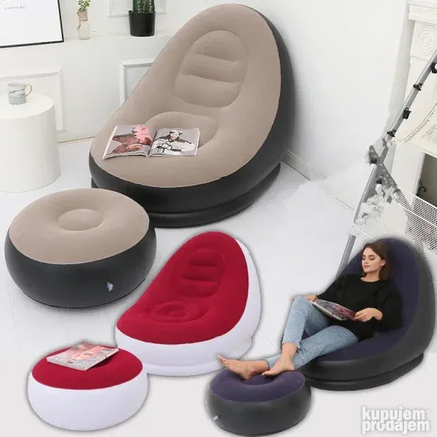 Fotelja i tabure na naduvavanje, set 98 x 116 x 83 cm