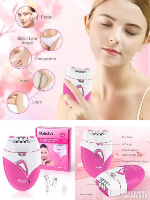 Punjivi epilator sa 36 pinceta i LED svetlom