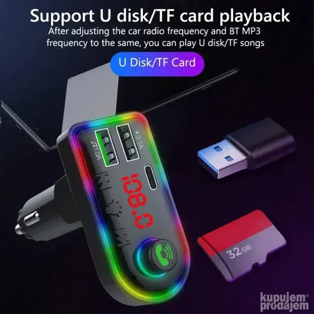 FM transmiter za auto, Bluetooth 5.0 i brzo punjenje