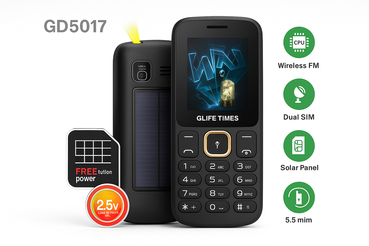 GDLIFE TIMES Mobilni Telefon GD5017 - Solarno Punjenje i Dual SIM