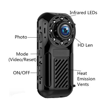Mini WiFi kamera 1080p sa kopčom i noćnim snimanjem
