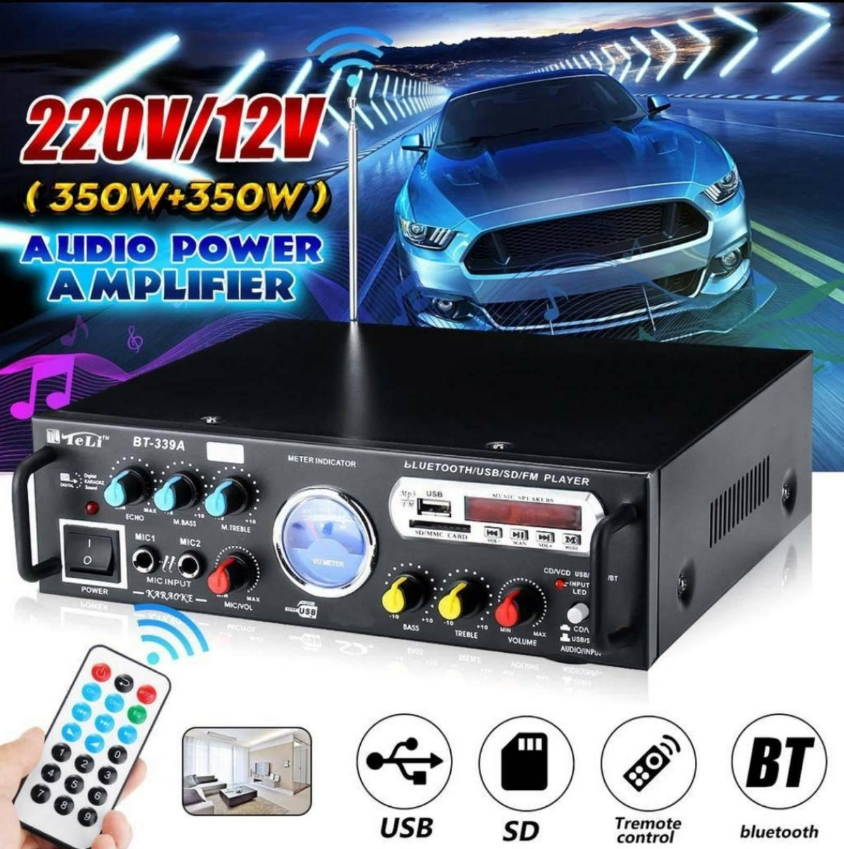 FM radio i Bluetooth u stereo pojačalu BT-339A