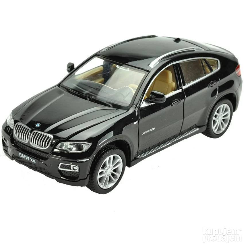 Metalni autić BMW X6 crni, razmera 1:32, dužina 15 cm