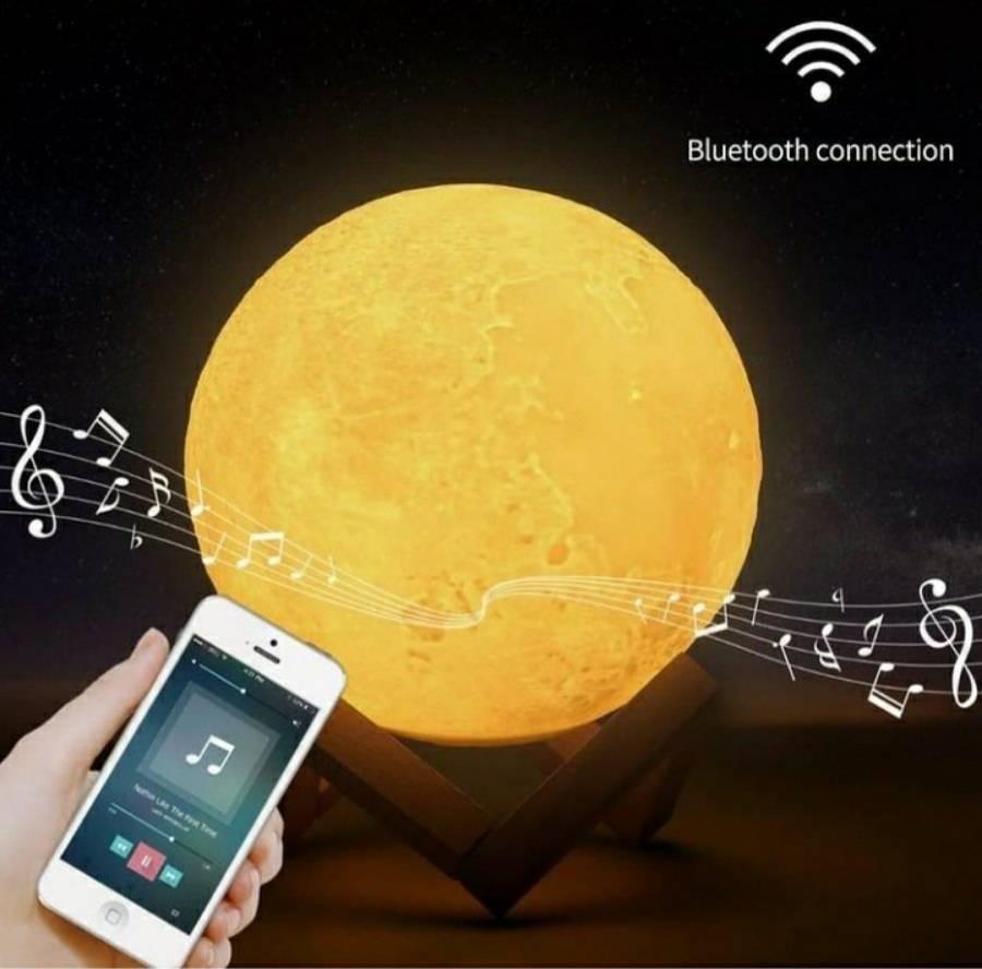 Lampa mesec 15 cm na dodir sa drvenim postoljem