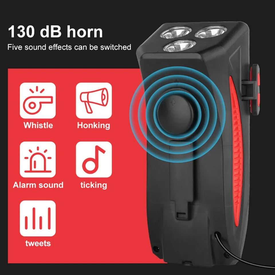 Lampa za bicikl sa 3 diode, sirenom i držačem za telefon – slika 4