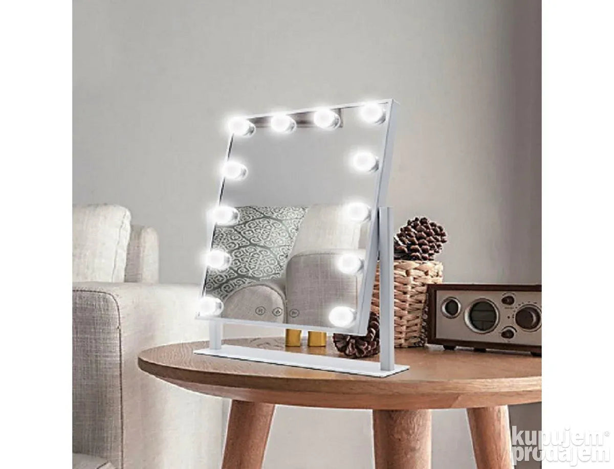 Ogledalo za šminkanje 35 x 30 cm sa LED svetlom u tri boje