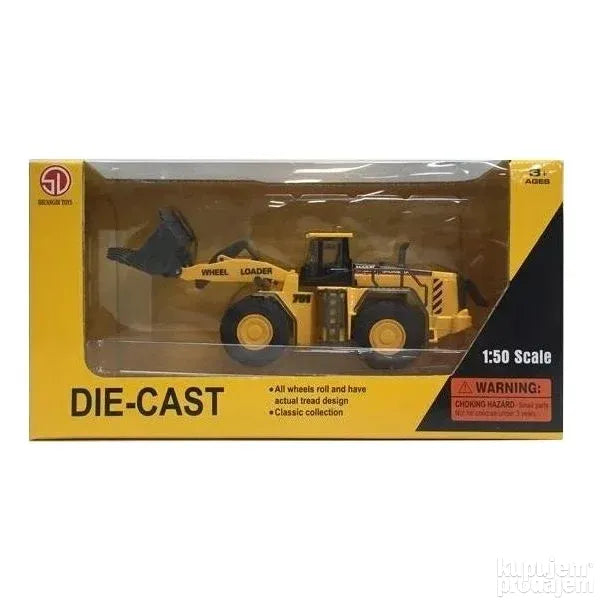 Metalni buldožer igračka, razmera 1:50, dužina 25 cm