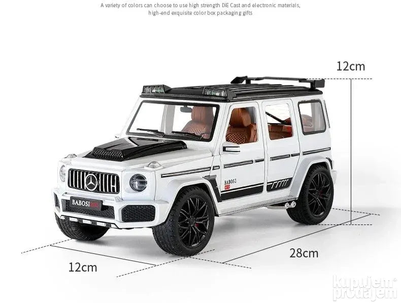 Metalni model Mercedes G800 Brabus beli, razmera 1:18