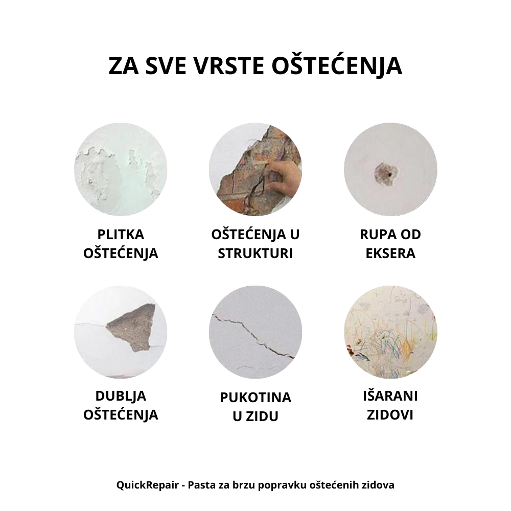 Pasta za brzu popravku oštećenja na zidu sa špatulom