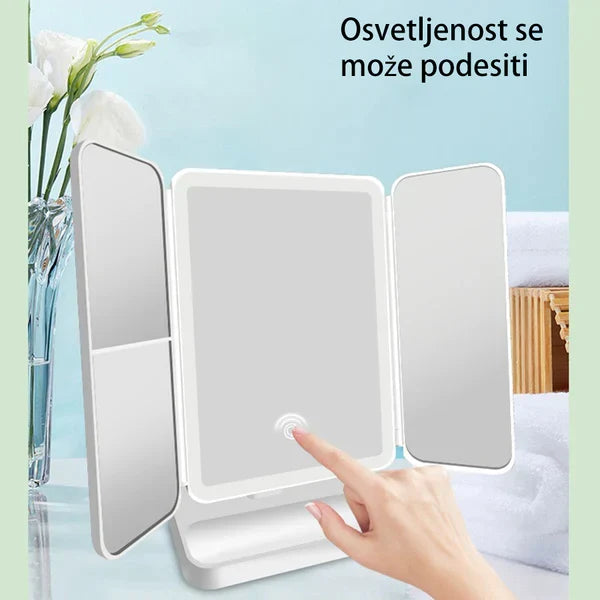 Prenosno LED ogledalo za šminkanje sa uvećanjem 3x