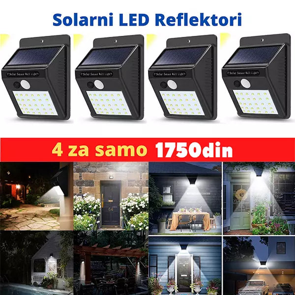 Solarni LED reflektori sa senzorom pokreta – 4 komada