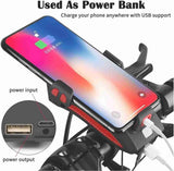 Držač za bicikl 4 u 1 sa svetlom, sirenom i power bankom