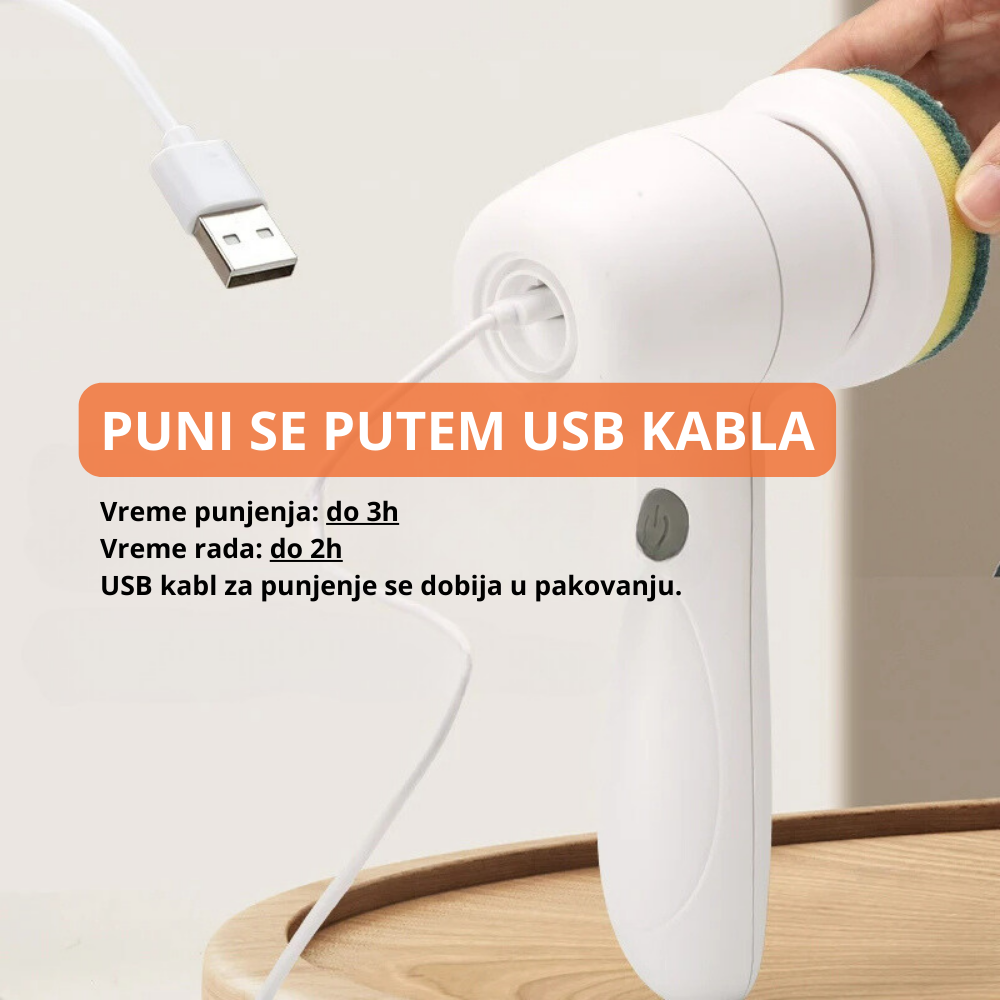 Bežična rotirajuća četka za čišćenje sa 3 nastavka – slika 3