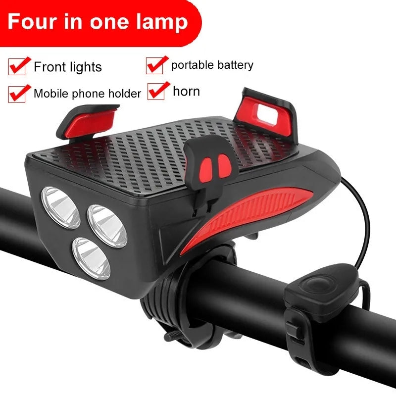 Lampa za bicikl sa 3 diode, sirenom i držačem za telefon – slika 6