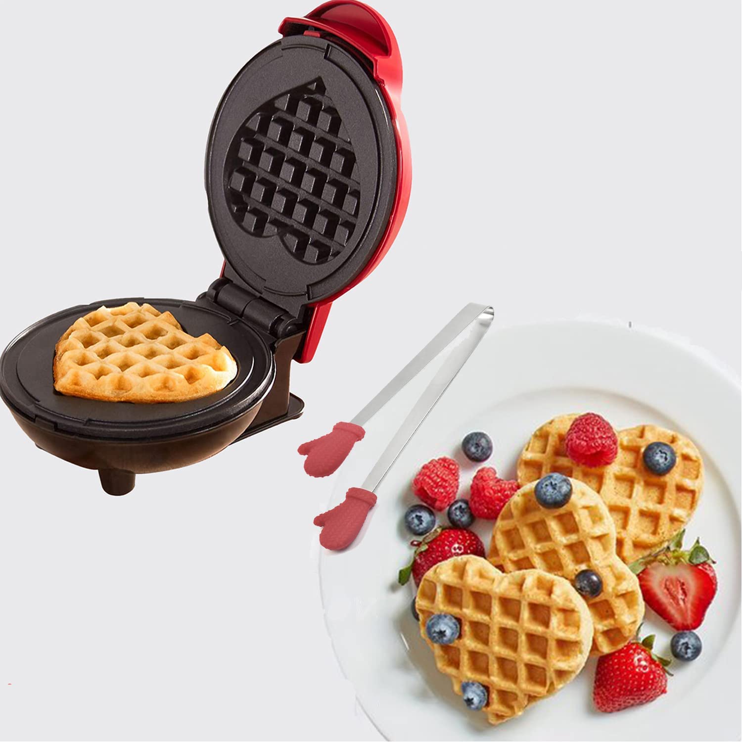 Mini aparat za vafle 350 W — vafle u obliku srca - slika 2