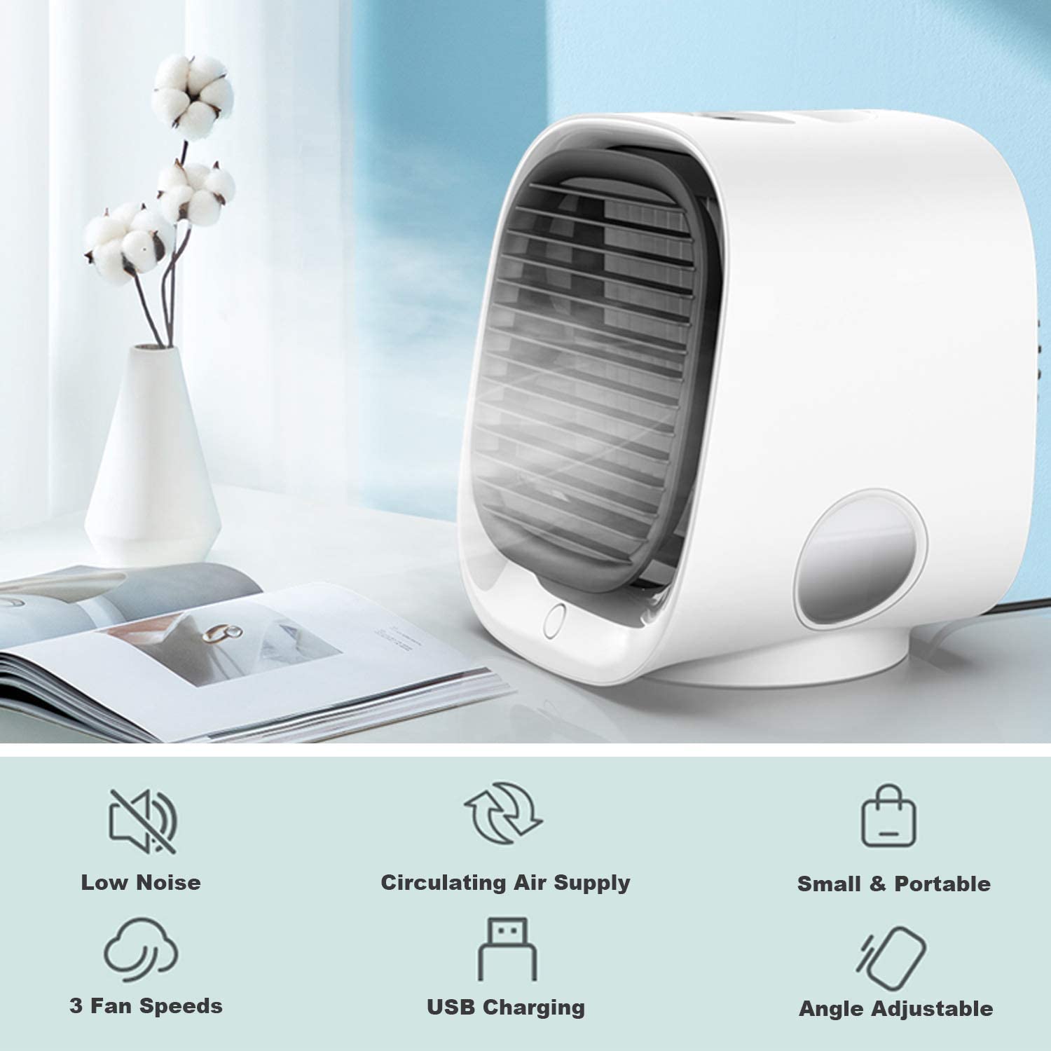 Mini prenosiva klima 3 brzine — USB, rezervoar 300 ml - slika 2