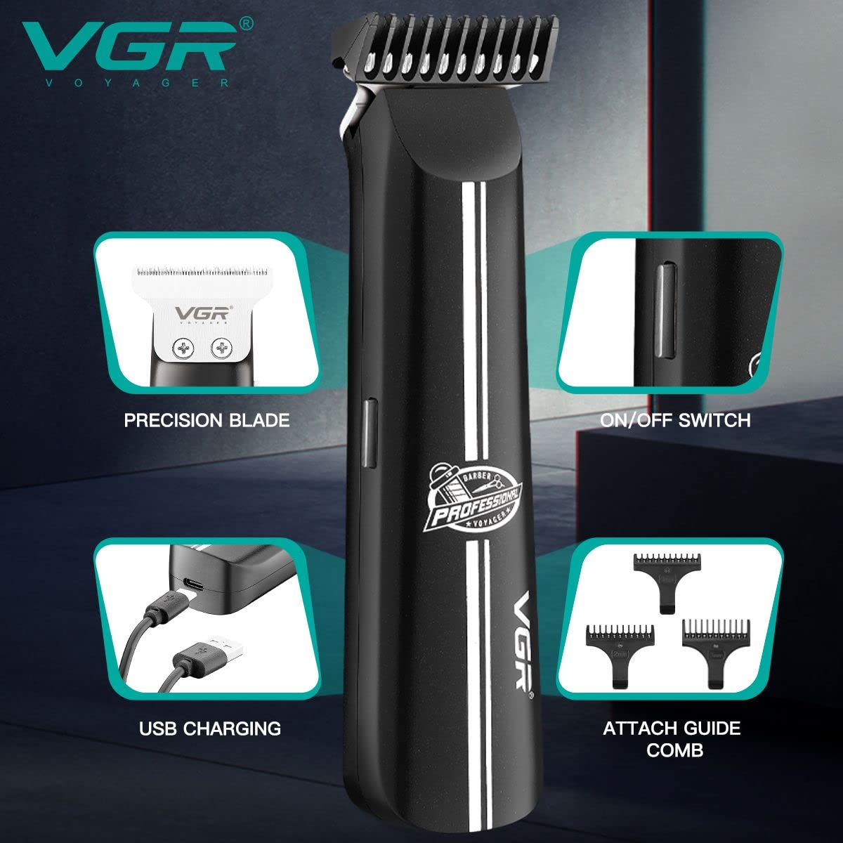 VGR V-007 mašinica — USB punjenje, 3 nastavka - slika 6