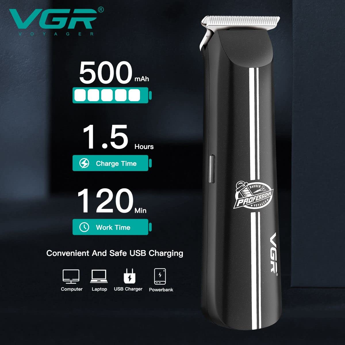 VGR V-007 mašinica — USB punjenje, 3 nastavka - slika 4